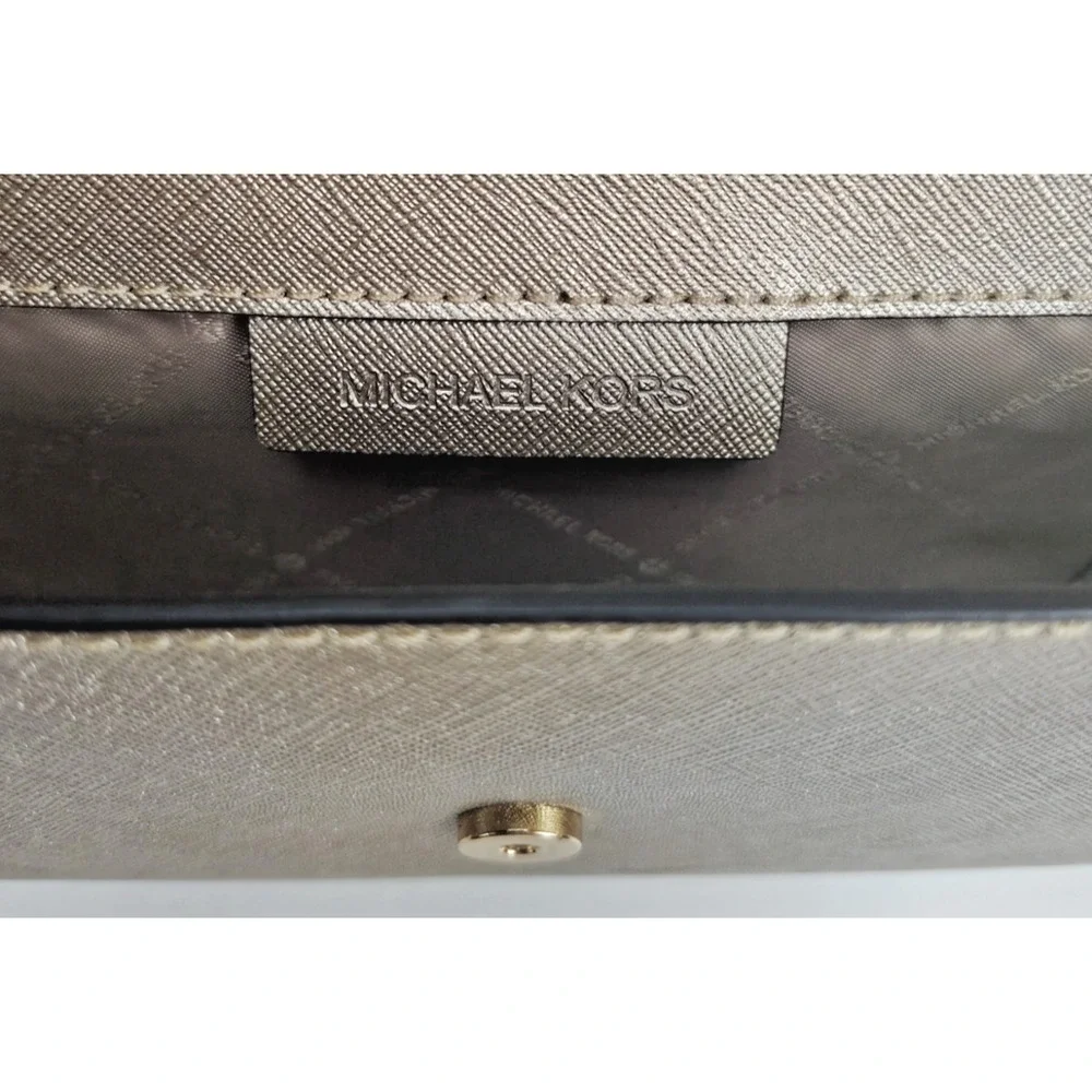 Michael Kors Mona Leather Clutch/Crossbody/Shoulder Bag - Metallic Gold - NWT